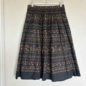 Angelika Moden Vintage Folklore Pattern Midi Skirt Size 40 Modal Cotton *Flawed*